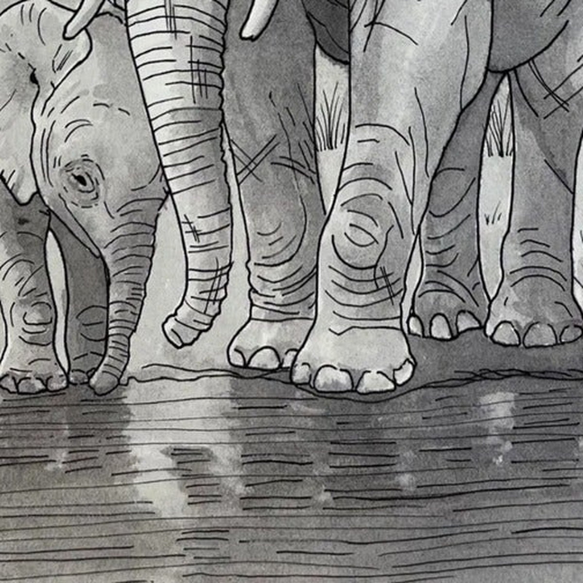 Elephant Love Print, close-up of the artwork