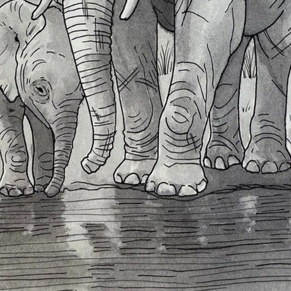 Elephant Love Print, close-up of the artwork