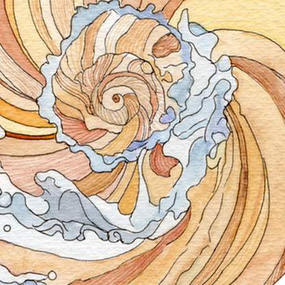 Kona Shell Study Greeting Card, close-up of the artwork