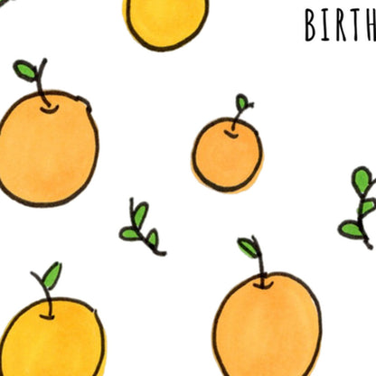 Orange You Glad Greeting Card, close-up of the artwork