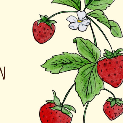 Strawberry loss Greeting Card, close-up of the artwork
