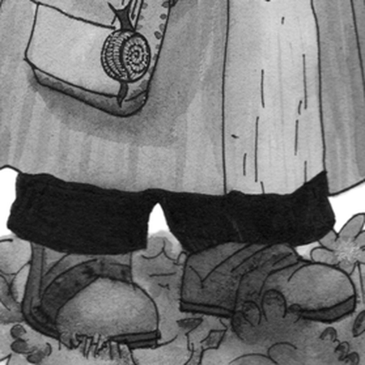 The Wandering Mycologist Greeting Card, close-up of the artwork