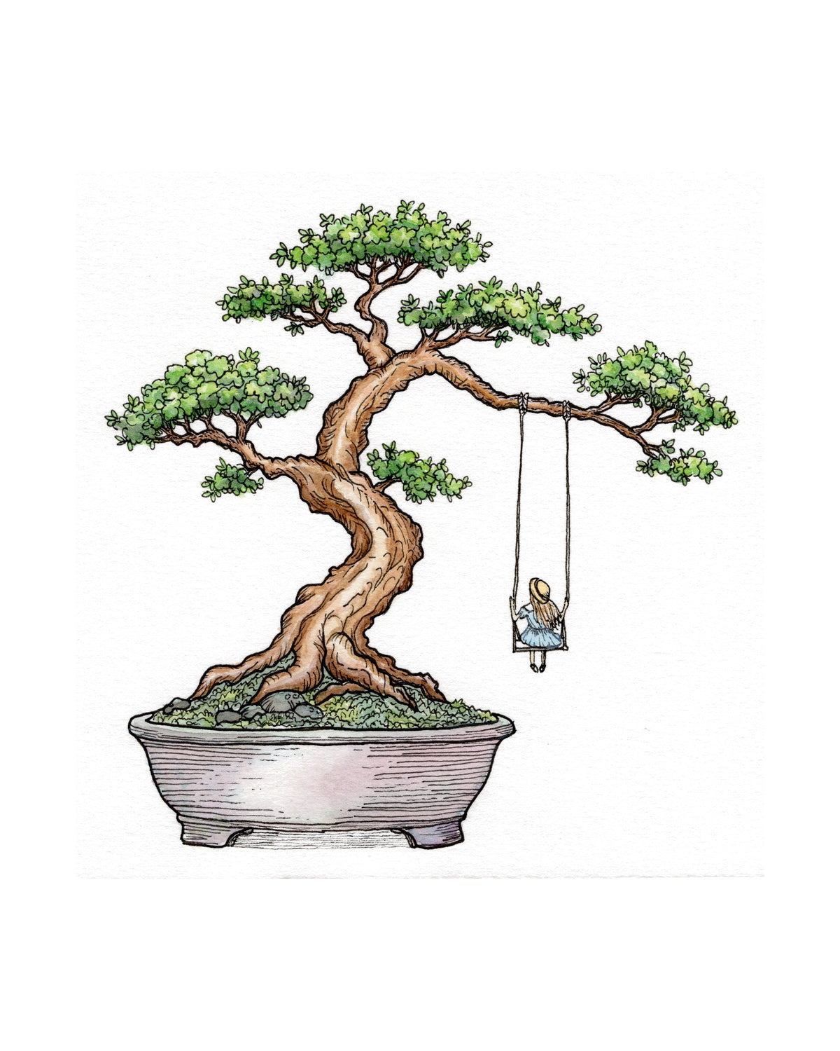 Bonsai Swing art print, unframed