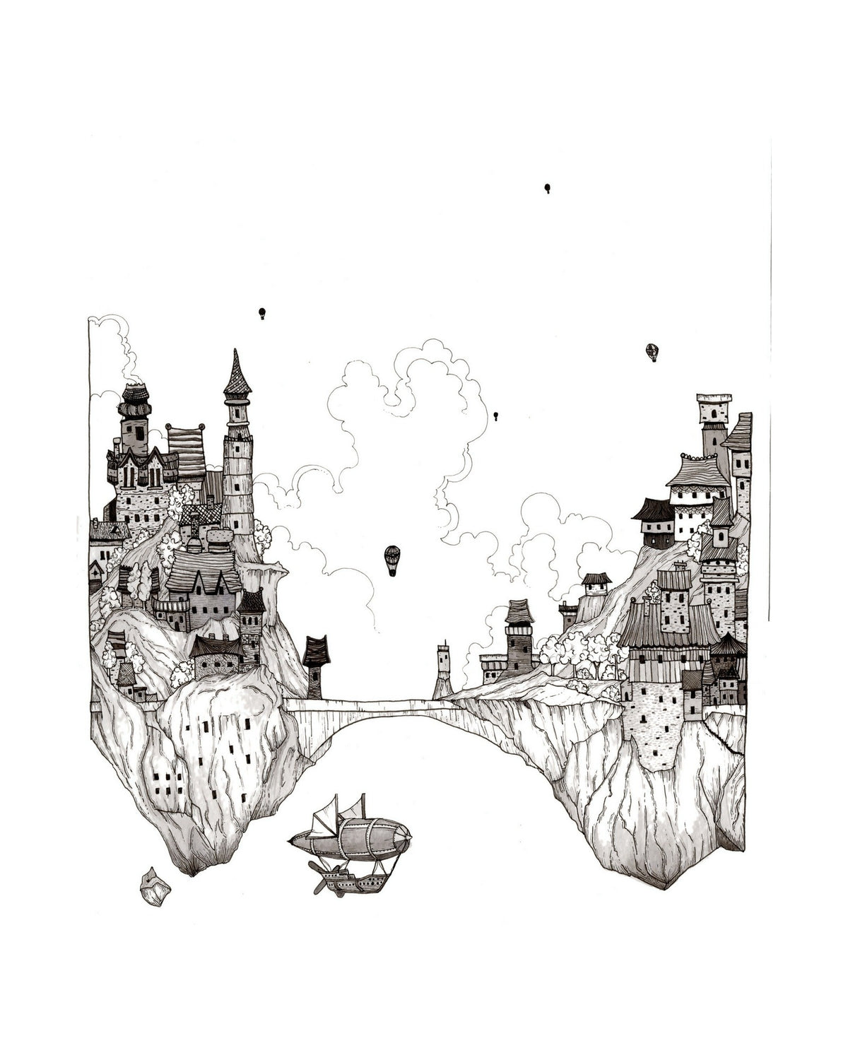 Floating Village art print, unframed