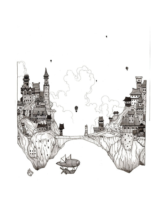 Floating Village art print, unframed