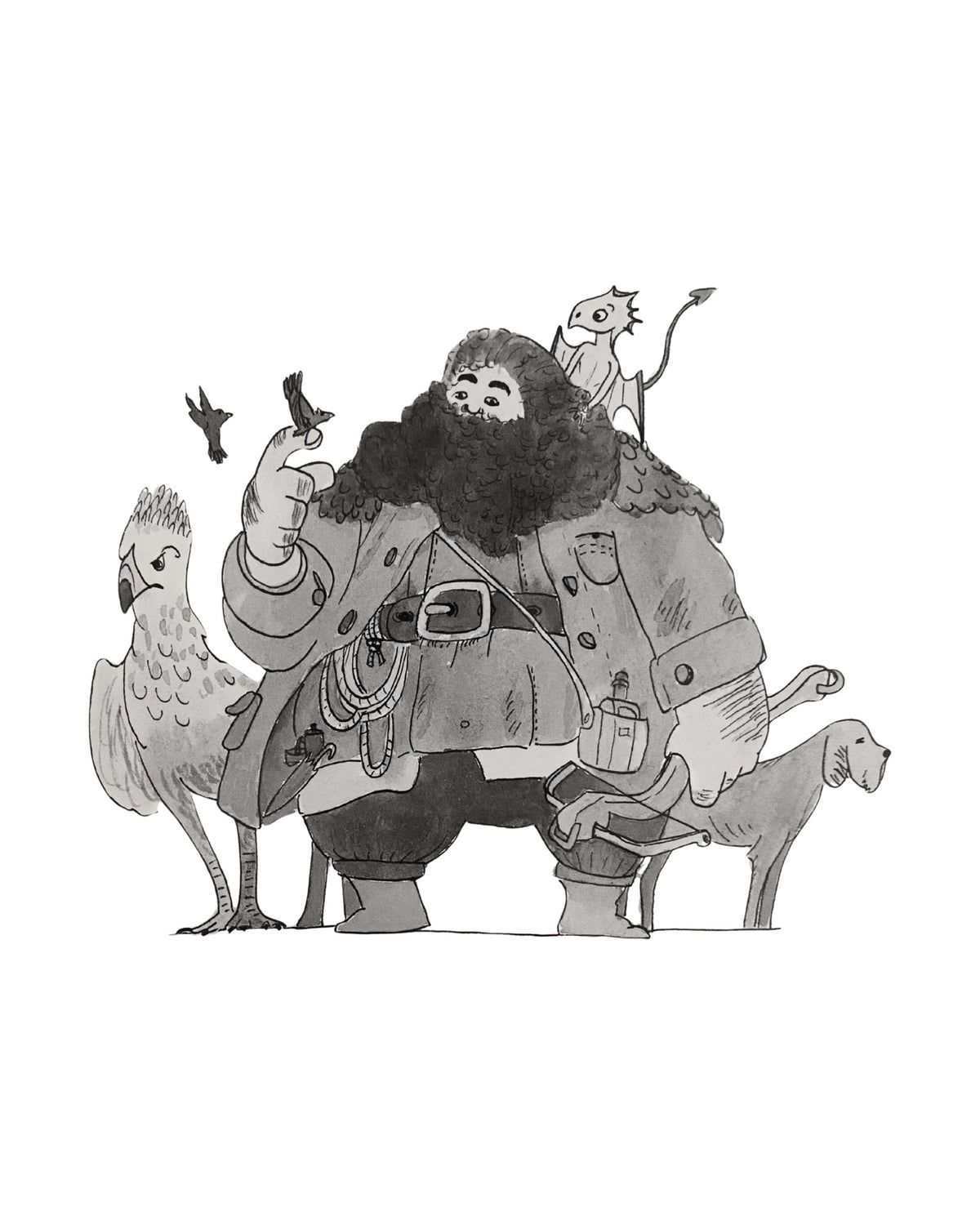 Hagrid's Friends art print, unframed