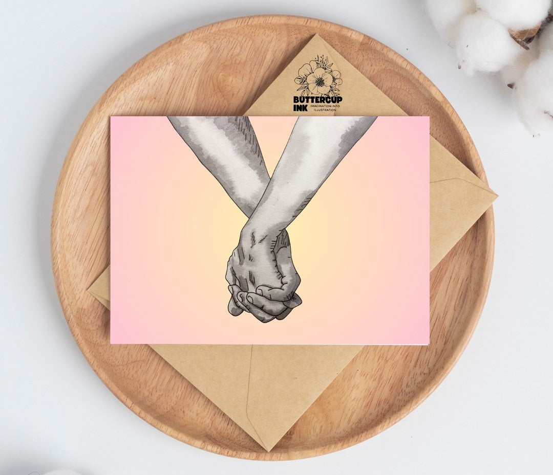 Hope greeting card on a wooden plate with kraft envelope