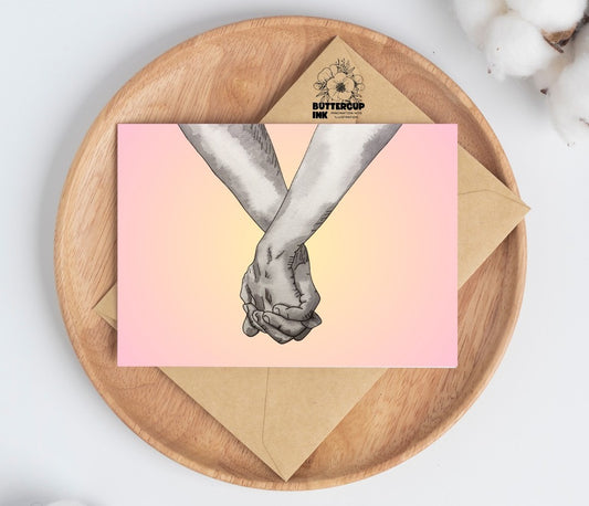 Hope greeting card on a wooden plate with kraft envelope