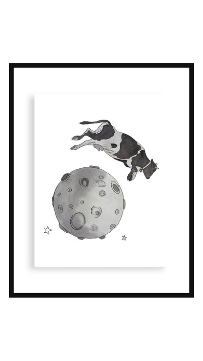 Moon art print in an 11x14 floating black frame — Buttercup Ink
