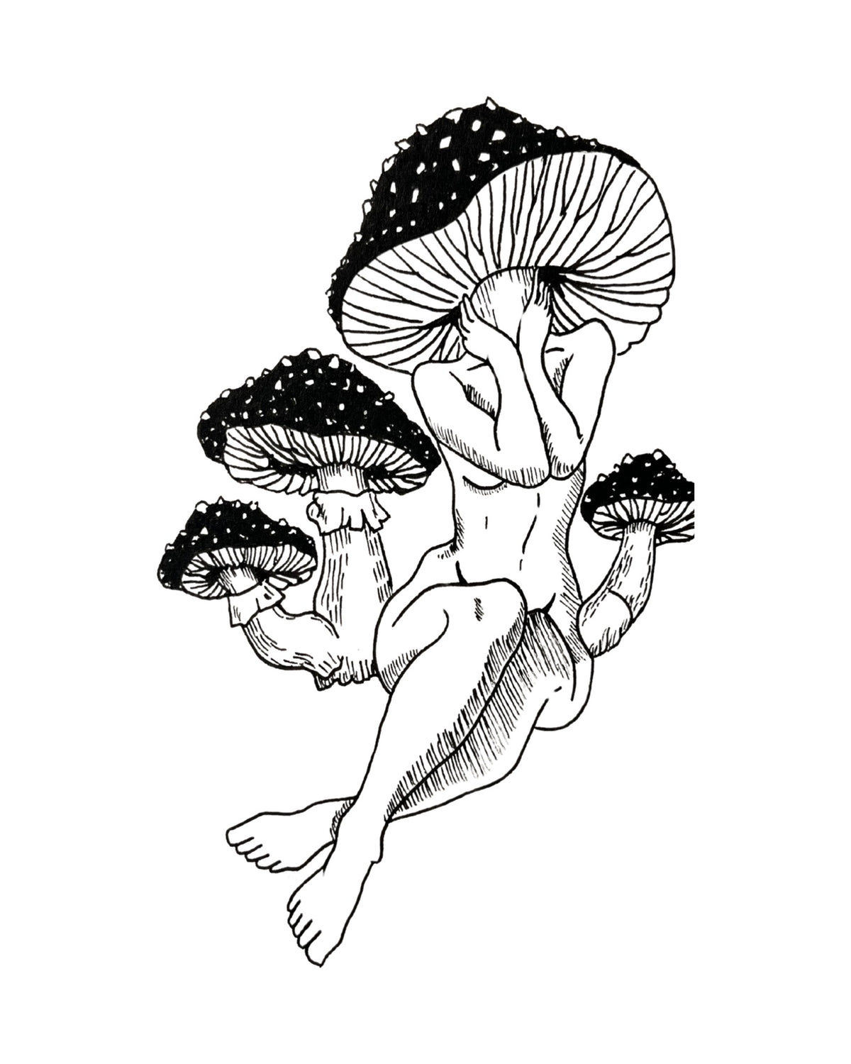 Mushroom Lady art print, unframed