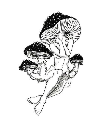 Mushroom Lady art print, unframed