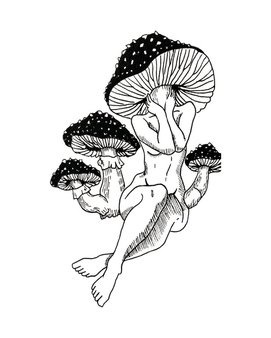 Mushroom Lady art print, unframed