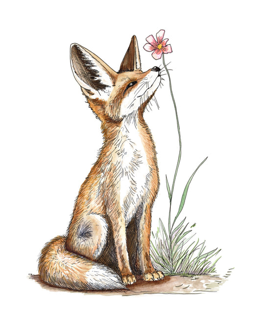 Red Fox watercolor art print, unframed