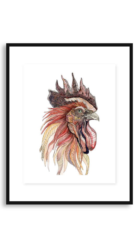 Rooster framed print