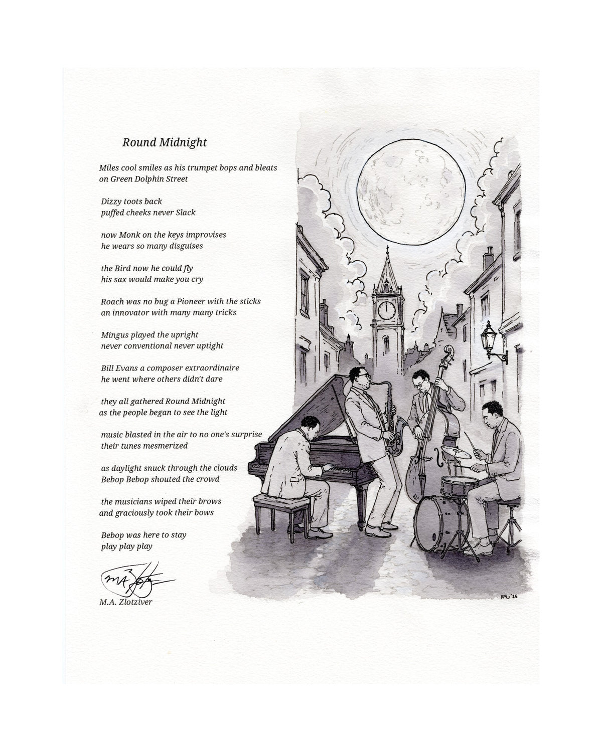 Round Midnight art print, unframed