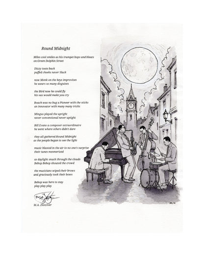 Round Midnight art print, unframed