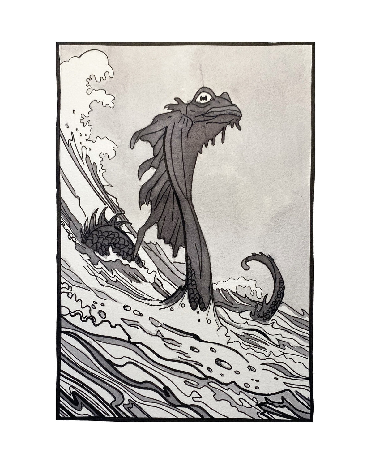 Sea Serpent art print, unframed