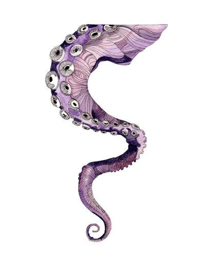 Tentacle watercolor art print, unframed