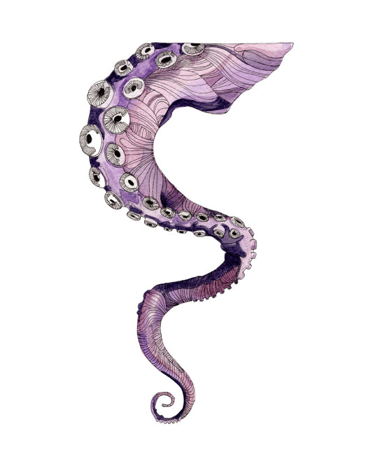 Tentacle watercolor art print, unframed