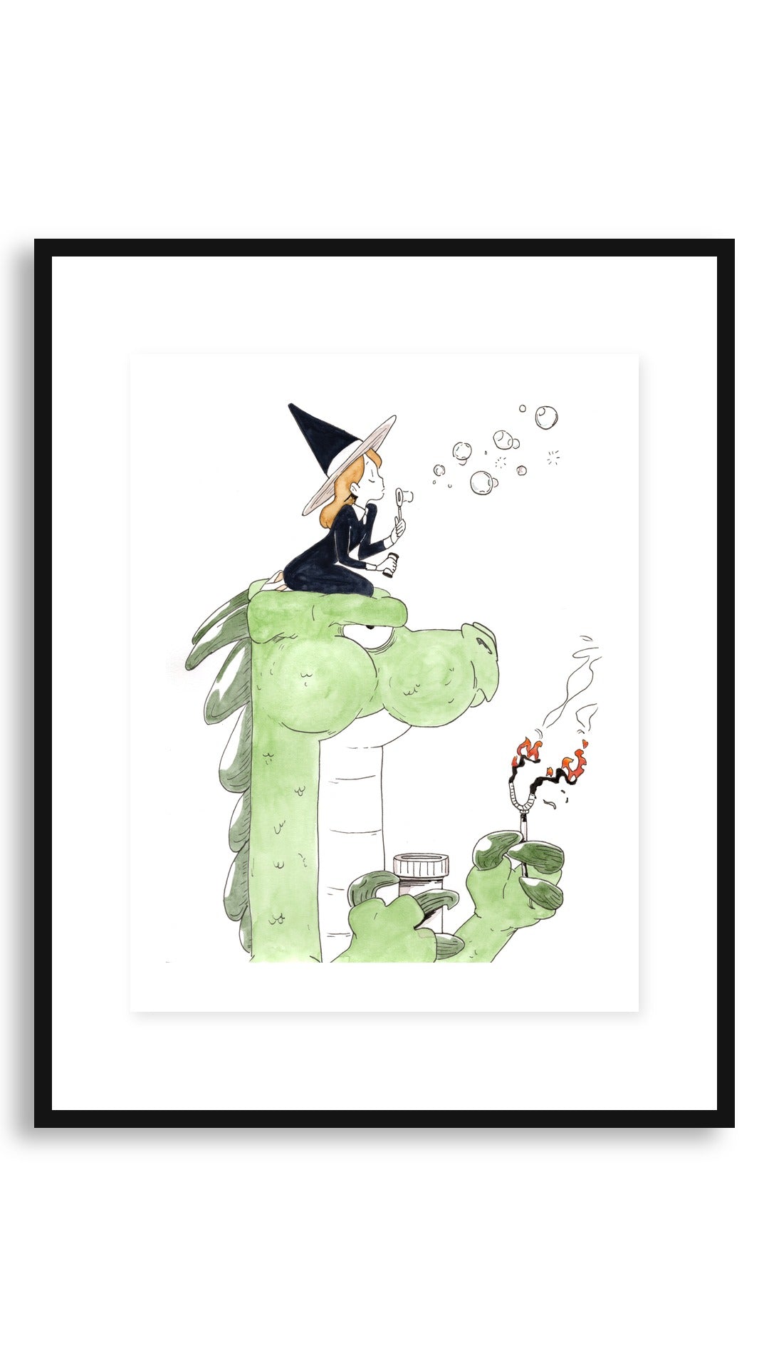 Bubble Witch Print, shown framed