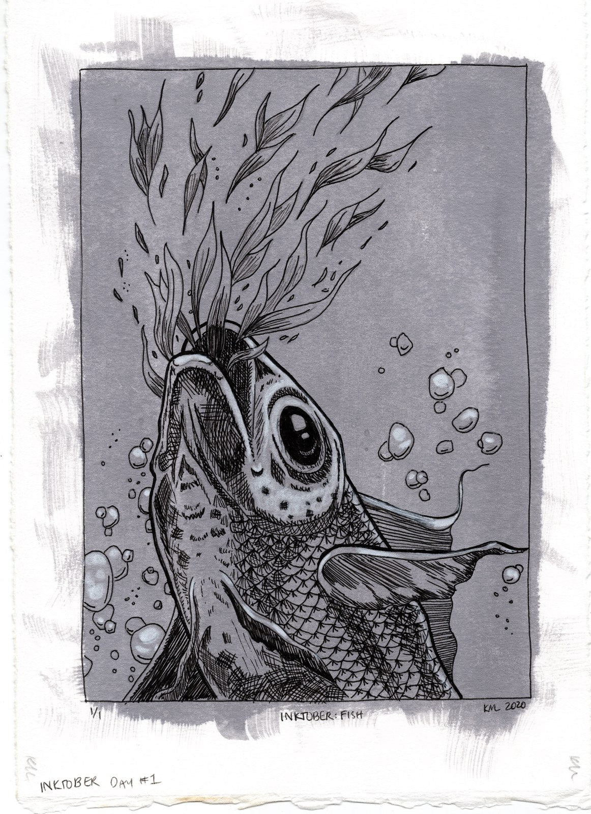 Fish, original hand-drawn artwork by Kelsey Lopin