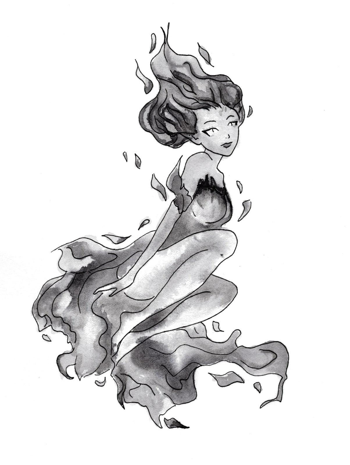 Flame, original hand-drawn artwork by Kelsey Lopin