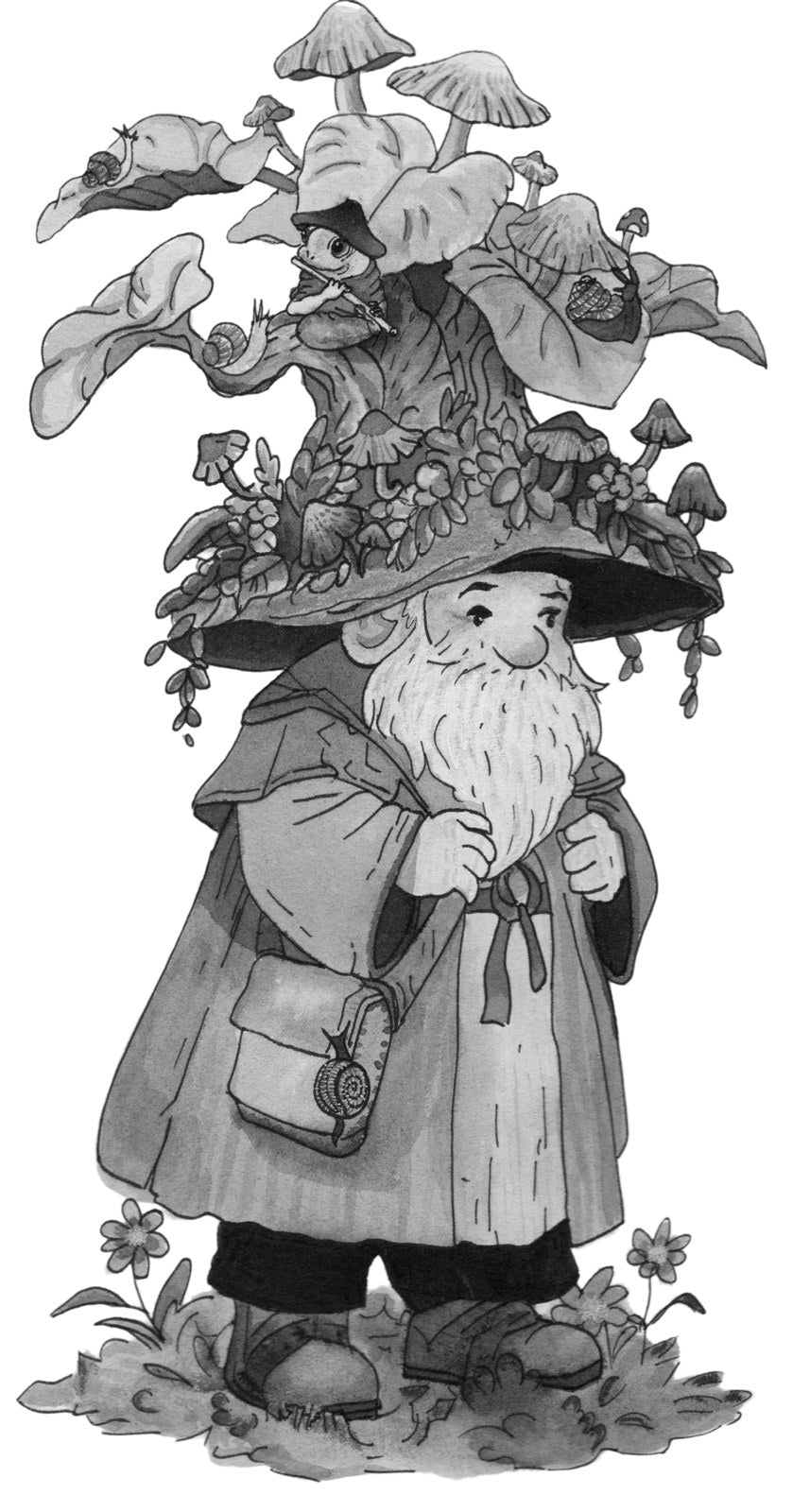 Mycologist, original hand-drawn artwork by Kelsey Lopin